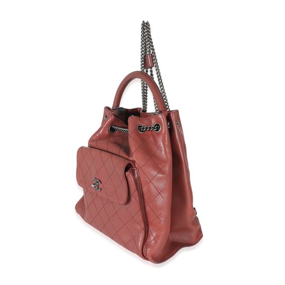 Chanel Burgundy Calfskin Stitched Medium Urban Luxury Drawstring Backpack - Picture 2 of 7